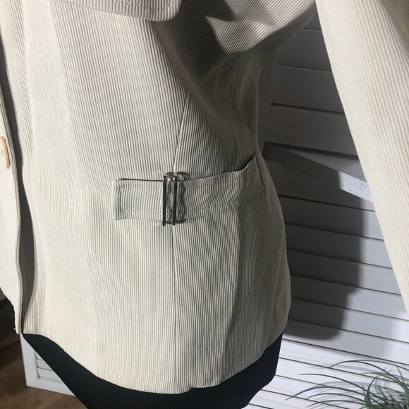 Vintage 80s Garfield & Marks Blazer Large Buttons Faux Front Pockets Beige 6 - Picture 15 of 15